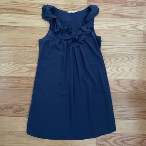 Stunning blue ruffle neckline dress!